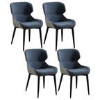 Scandinavian Leather Wingback Upholstered Dining Chair