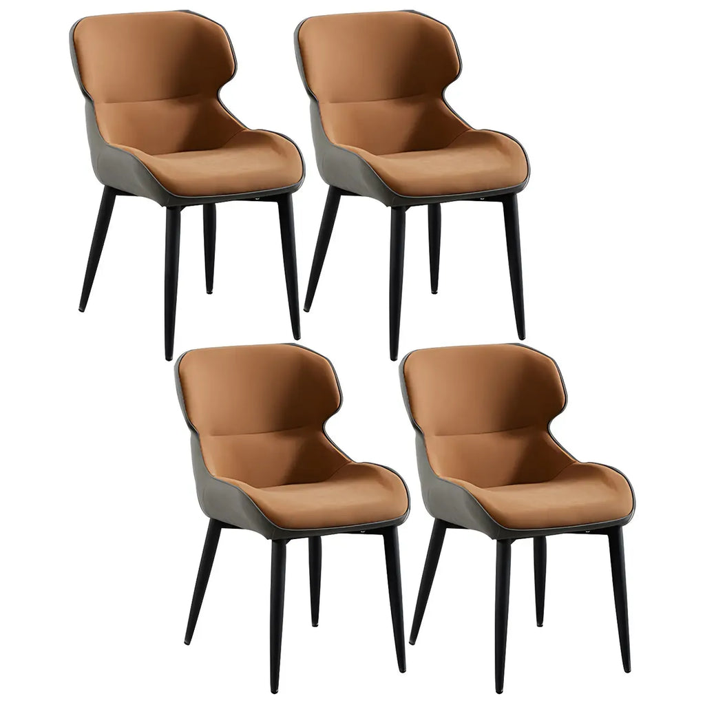 Scandinavian Leather Wingback Upholstered Dining Chair