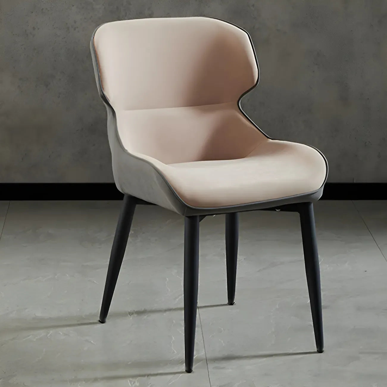 Scandinavian Leather Wingback Upholstered Dining Chair