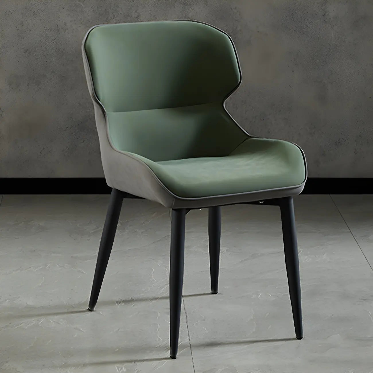 Scandinavian Leather Wingback Upholstered Dining Chair