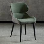 Scandinavian Leather Wingback Upholstered Dining Chair