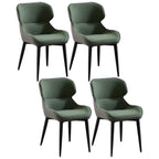 Scandinavian Leather Wingback Upholstered Dining Chair