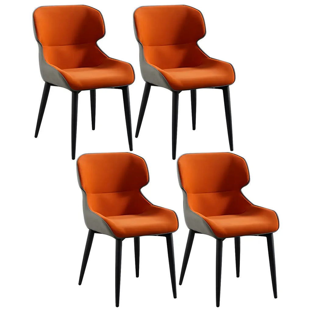Scandinavian Leather Wingback Upholstered Dining Chair