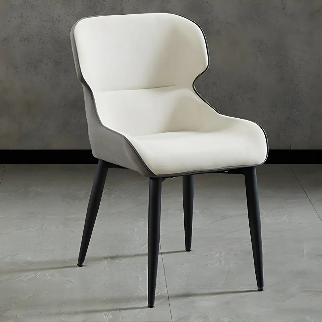 Scandinavian Leather Wingback Upholstered Dining Chair