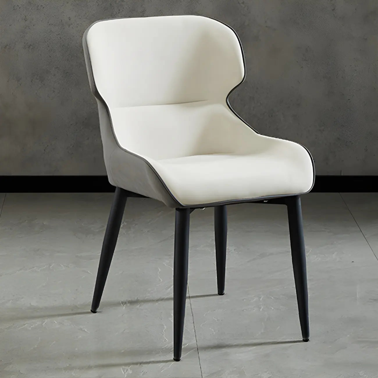 Scandinavian Leather Wingback Upholstered Dining Chair