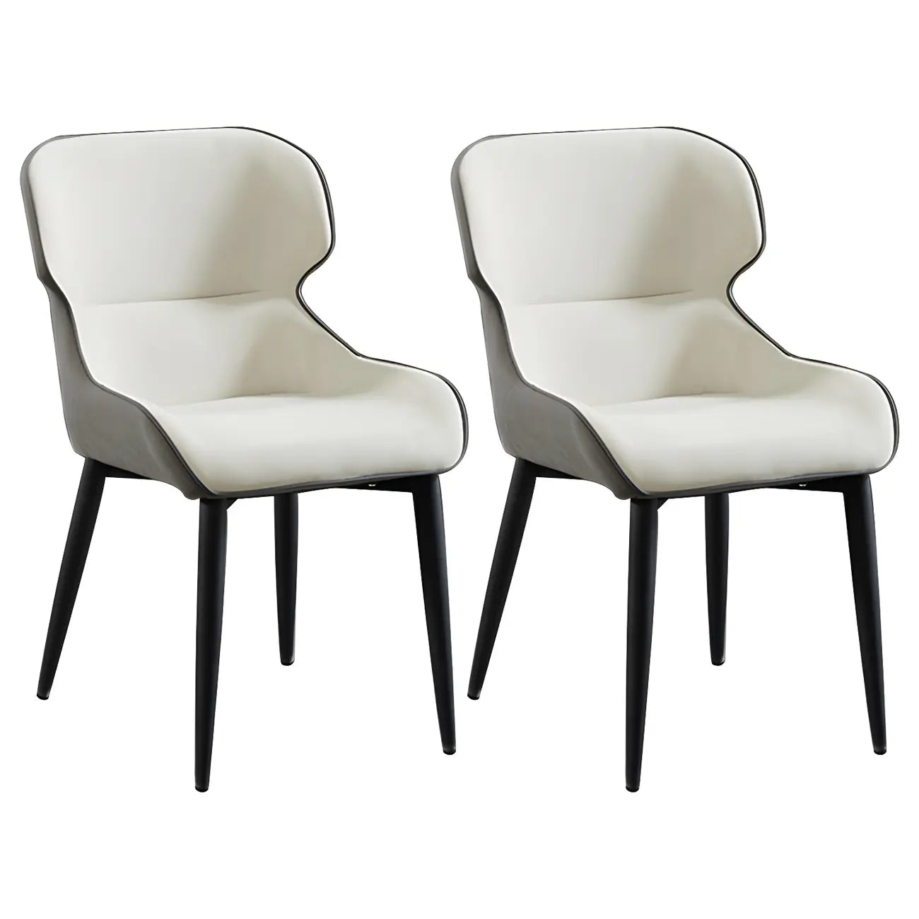 Scandinavian Leather Wingback Upholstered Dining Chair