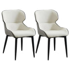 Scandinavian Leather Wingback Upholstered Dining Chair