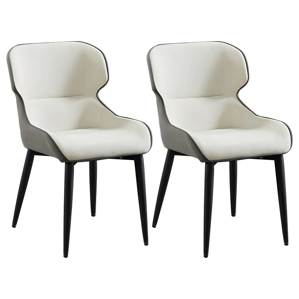 Scandinavian Leather Wingback Upholstered Dining Chair