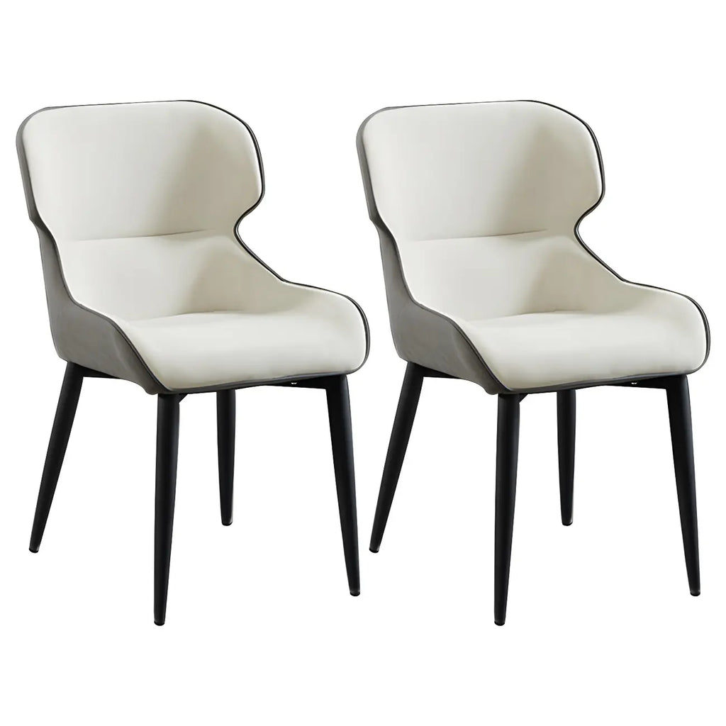 Scandinavian Leather Wingback Upholstered Dining Chair