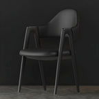 Modern Leather Curved Open Back Arm Dining Chair