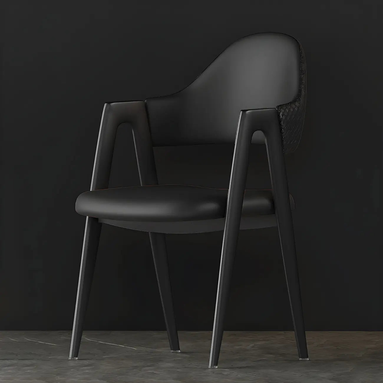 Modern Leather Curved Open Back Arm Dining Chair