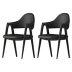 Modern Leather Curved Open Back Arm Dining Chair