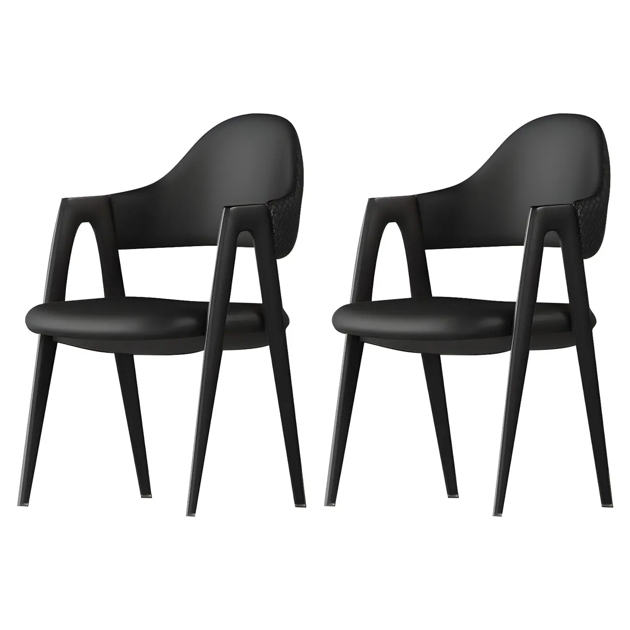 Modern Leather Curved Open Back Arm Dining Chair
