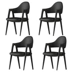Modern Leather Curved Open Back Arm Dining Chair