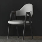 Modern Leather Curved Open Back Arm Dining Chair