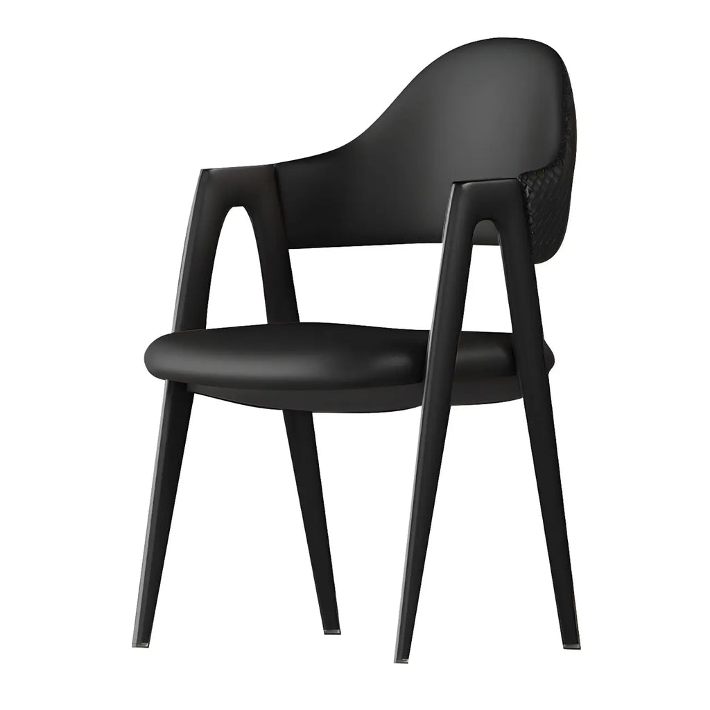 Modern Leather Curved Open Back Arm Dining Chair