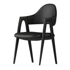 Modern Leather Curved Open Back Arm Dining Chair