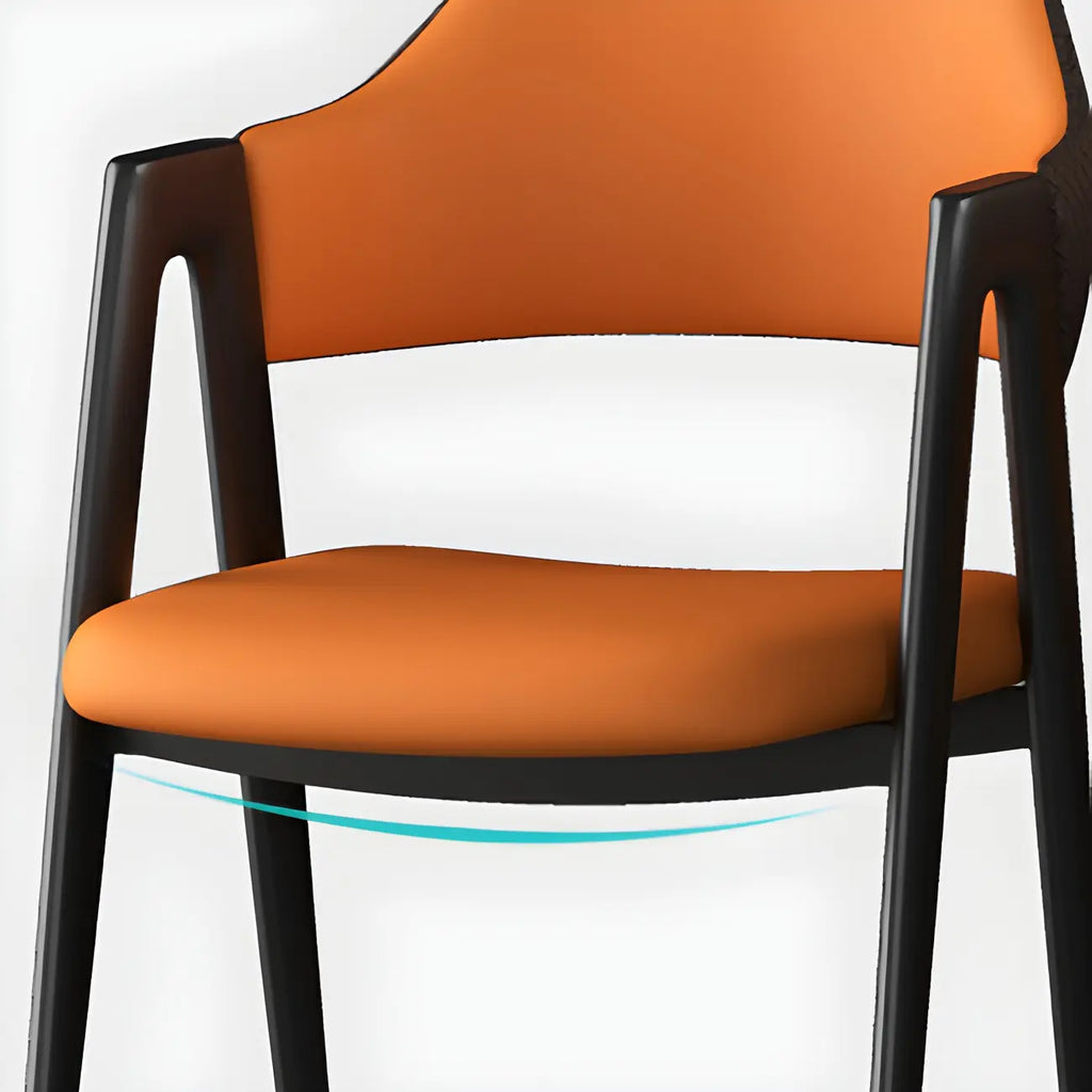 Modern Leather Curved Open Back Arm Dining Chair
