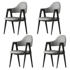 Modern Leather Curved Open Back Arm Dining Chair