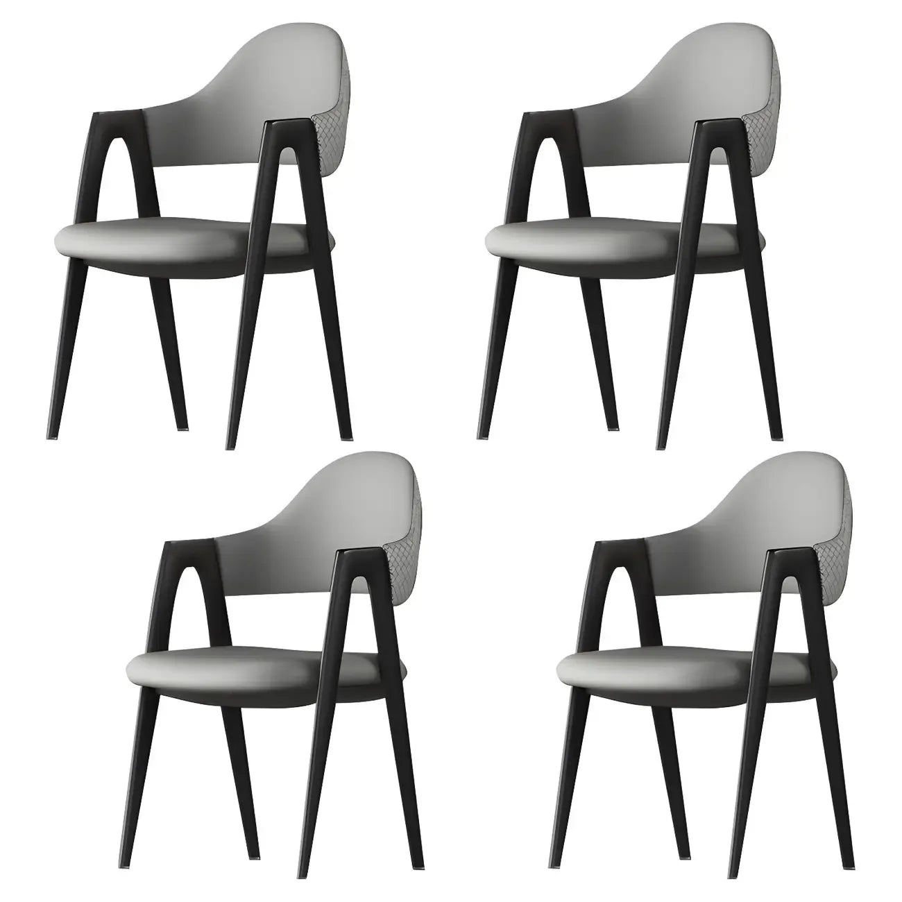 Modern Leather Curved Open Back Arm Dining Chair