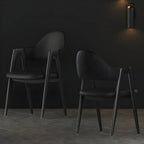 Modern Leather Curved Open Back Arm Dining Chair