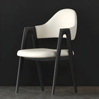 Modern Leather Curved Open Back Arm Dining Chair