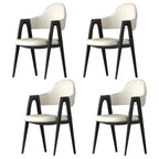 Modern Leather Curved Open Back Arm Dining Chair