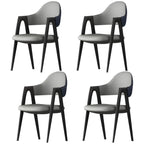 Modern Leather Curved Open Back Arm Dining Chair