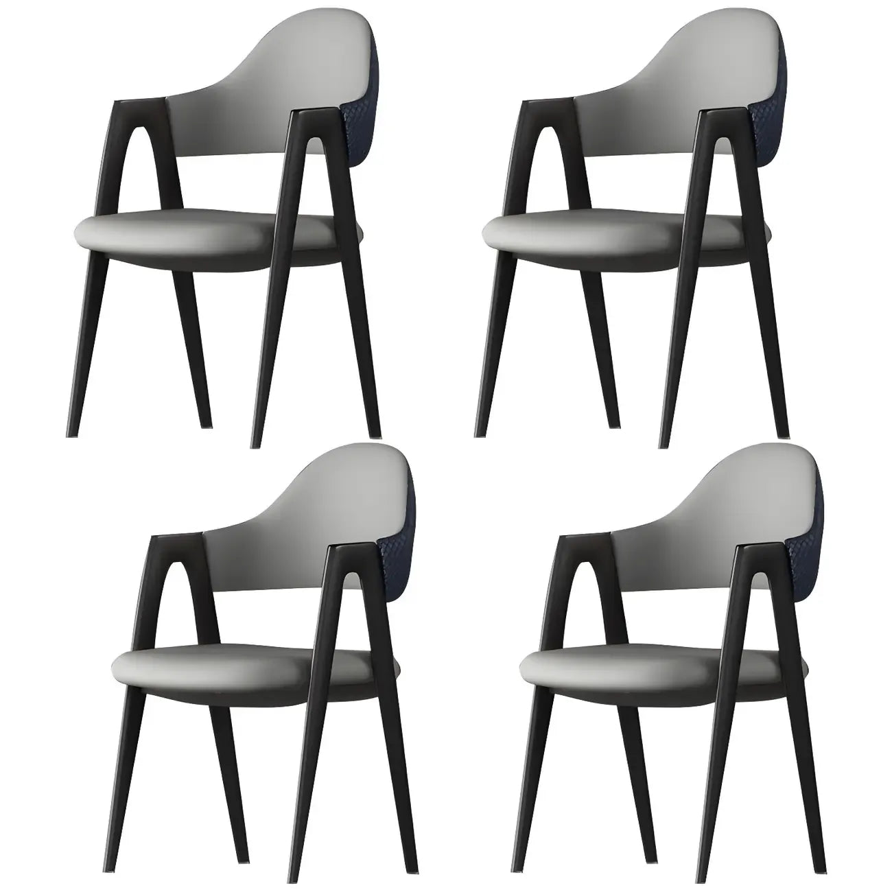 Modern Leather Curved Open Back Arm Dining Chair