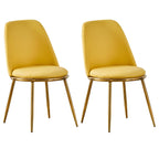 Glam Scandinavian Leather Armless Dining Chairs Metal Frame