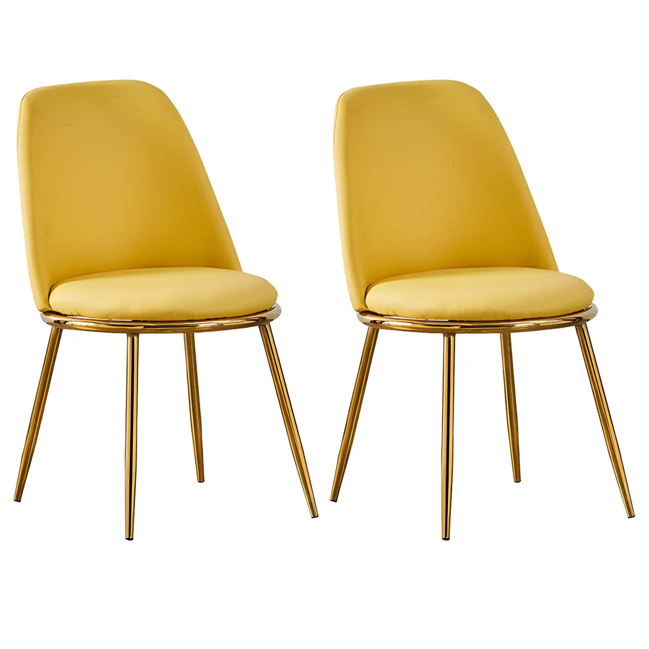 Glam Scandinavian Leather Armless Dining Chairs Metal Frame