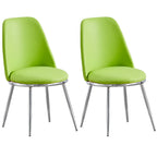 Glam Scandinavian Leather Armless Dining Chairs Metal Frame