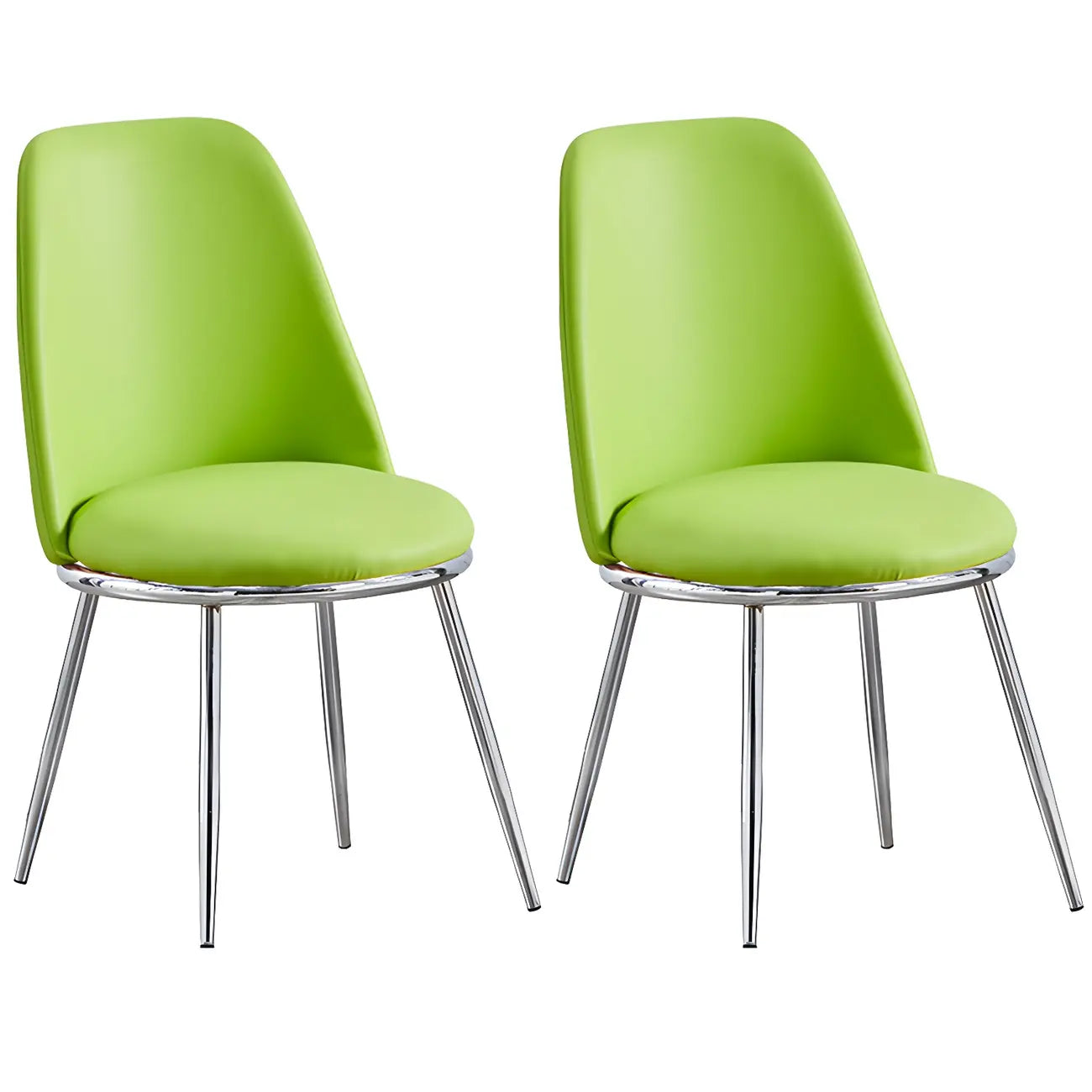 Glam Scandinavian Leather Armless Dining Chairs Metal Frame