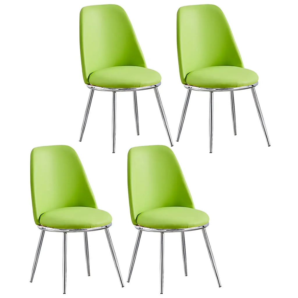 Glam Scandinavian Leather Armless Dining Chairs Metal Frame