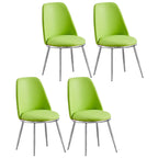 Glam Scandinavian Leather Armless Dining Chairs Metal Frame