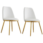 Glam Scandinavian Leather Armless Dining Chairs Metal Frame