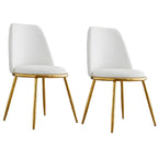 Glam Scandinavian Leather Armless Dining Chairs Metal Frame