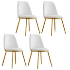 Glam Scandinavian Leather Armless Dining Chairs Metal Frame