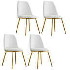 Glam Scandinavian Leather Armless Dining Chairs Metal Frame