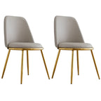 Glam Scandinavian Leather Armless Dining Chairs Metal Frame