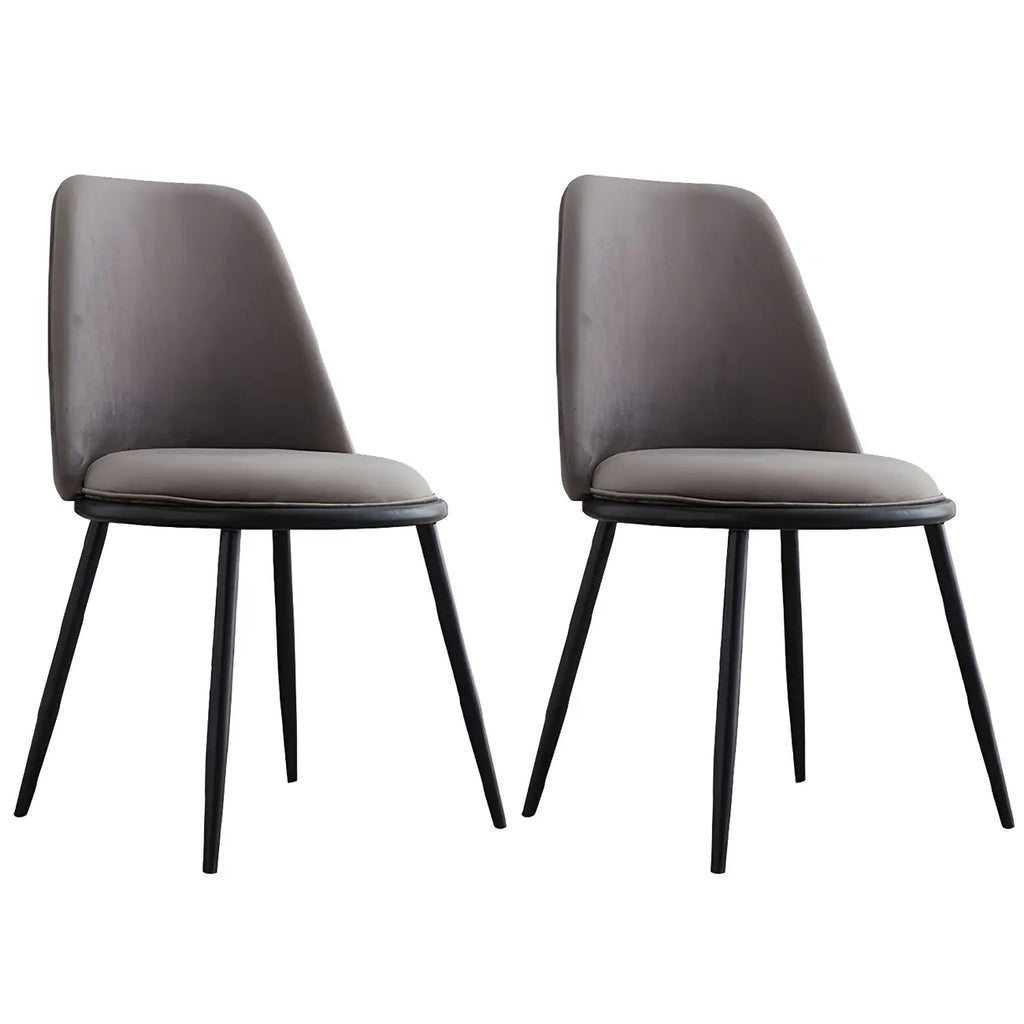 Glam Scandinavian Leather Armless Dining Chairs Metal Frame