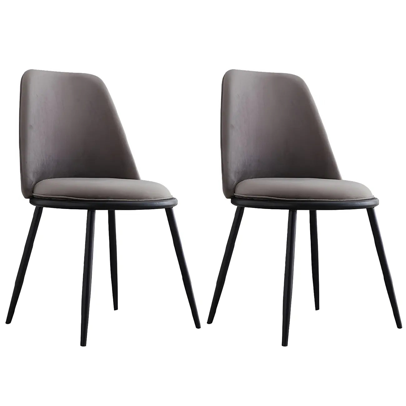 Glam Scandinavian Leather Armless Dining Chairs Metal Frame