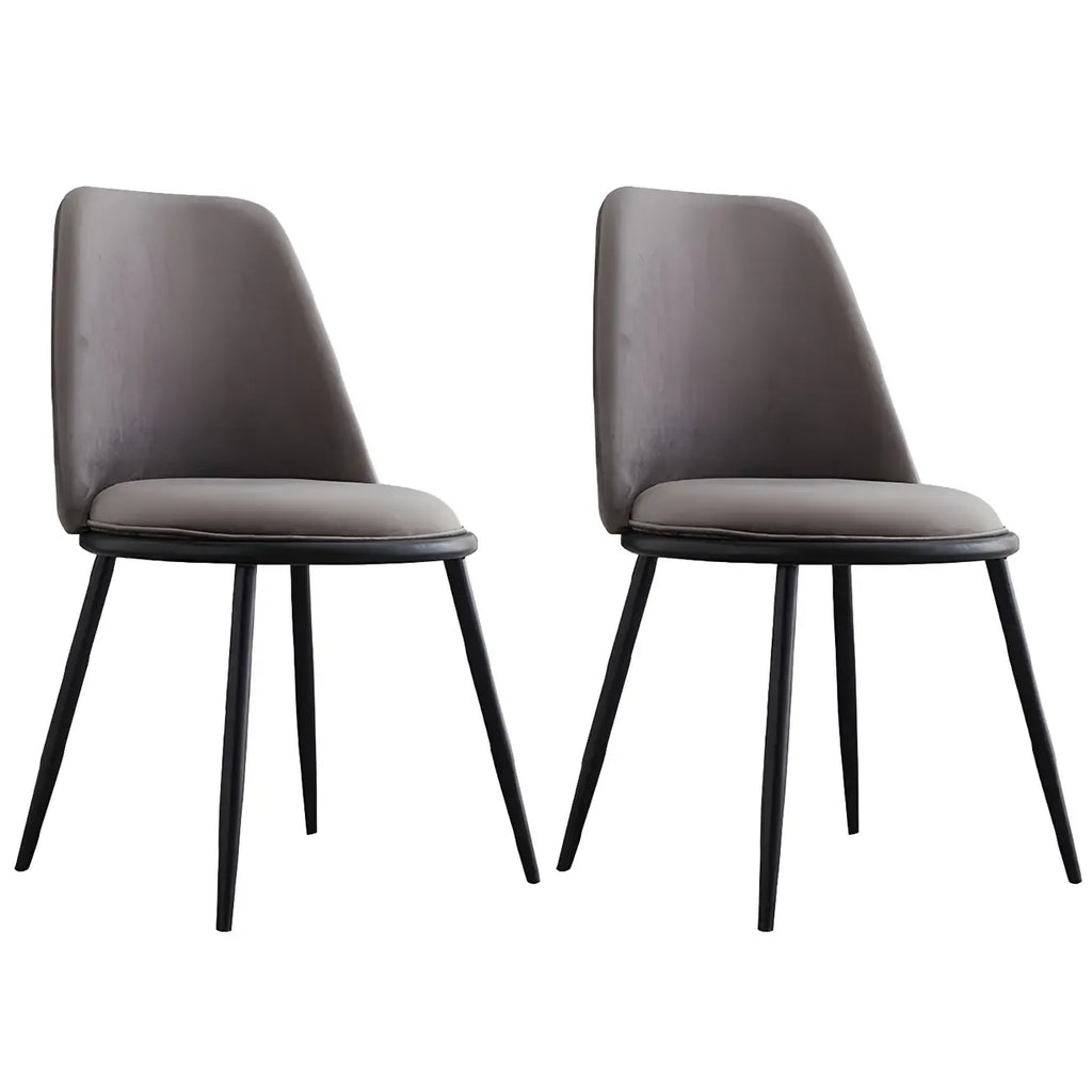 Glam Scandinavian Leather Armless Dining Chairs Metal Frame