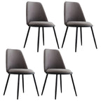 Glam Scandinavian Leather Armless Dining Chairs Metal Frame