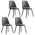 Glam Scandinavian Leather Armless Dining Chairs Metal Frame