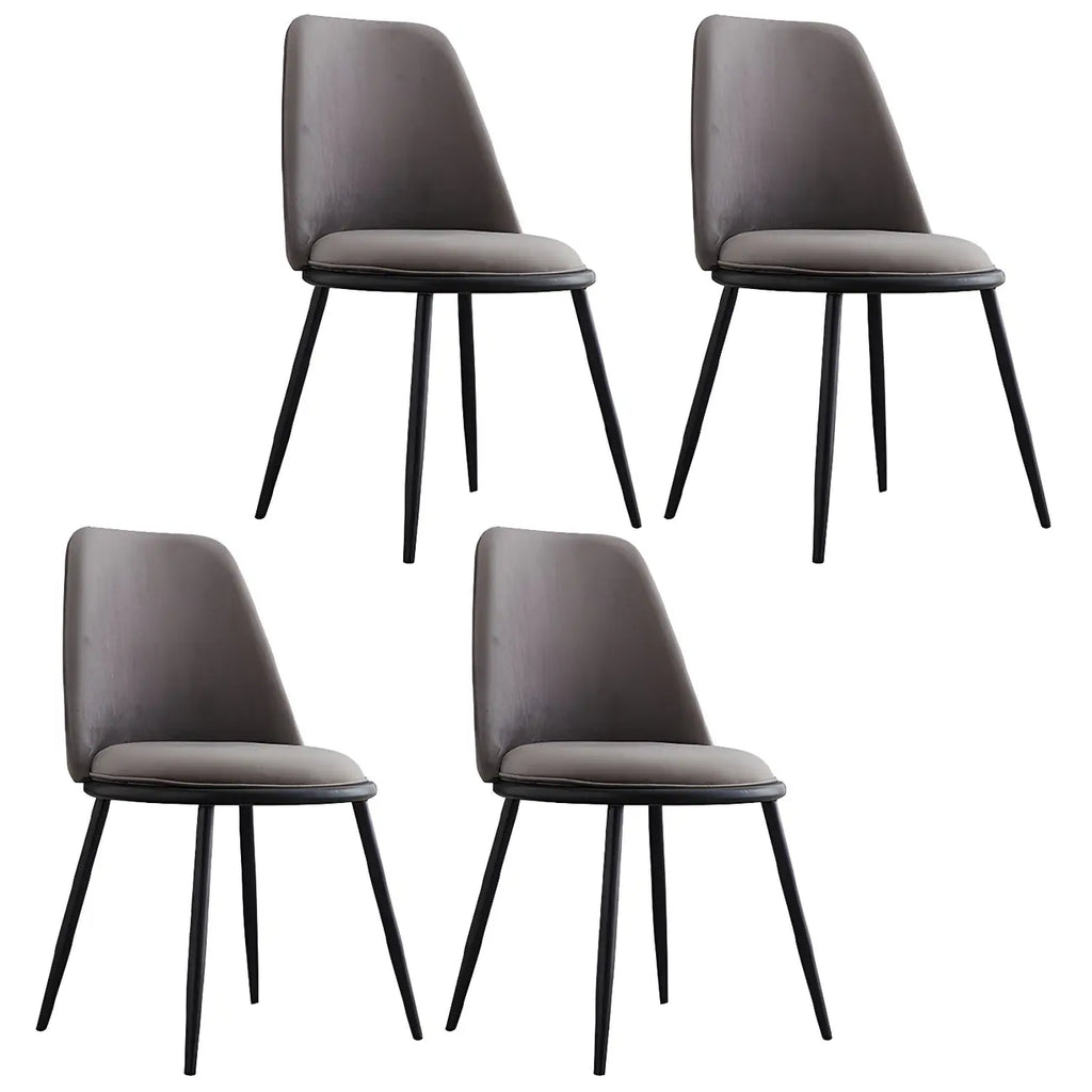 Glam Scandinavian Leather Armless Dining Chairs Metal Frame