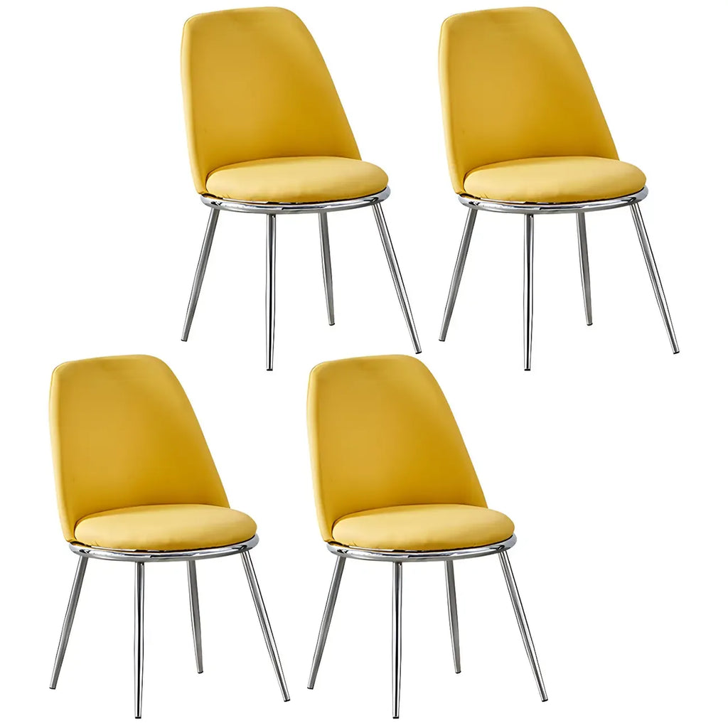 Glam Scandinavian Leather Armless Dining Chairs Metal Frame