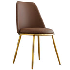 Glam Scandinavian Leather Armless Dining Chairs Metal Frame