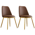 Glam Scandinavian Leather Armless Dining Chairs Metal Frame