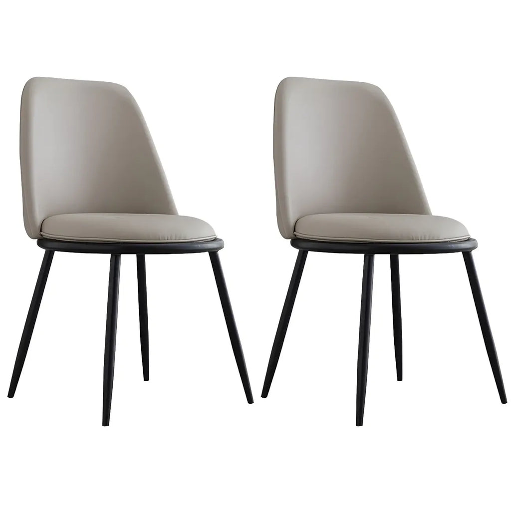 Glam Scandinavian Leather Armless Dining Chairs Metal Frame
